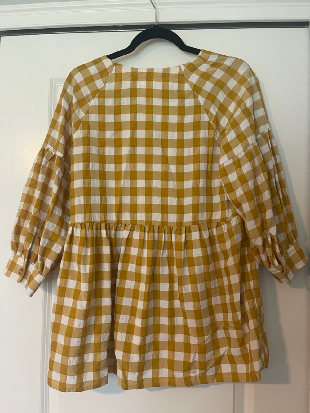 Anthropologie Mustard and White Gingham Peplum Tunic - Picture 4 of 6